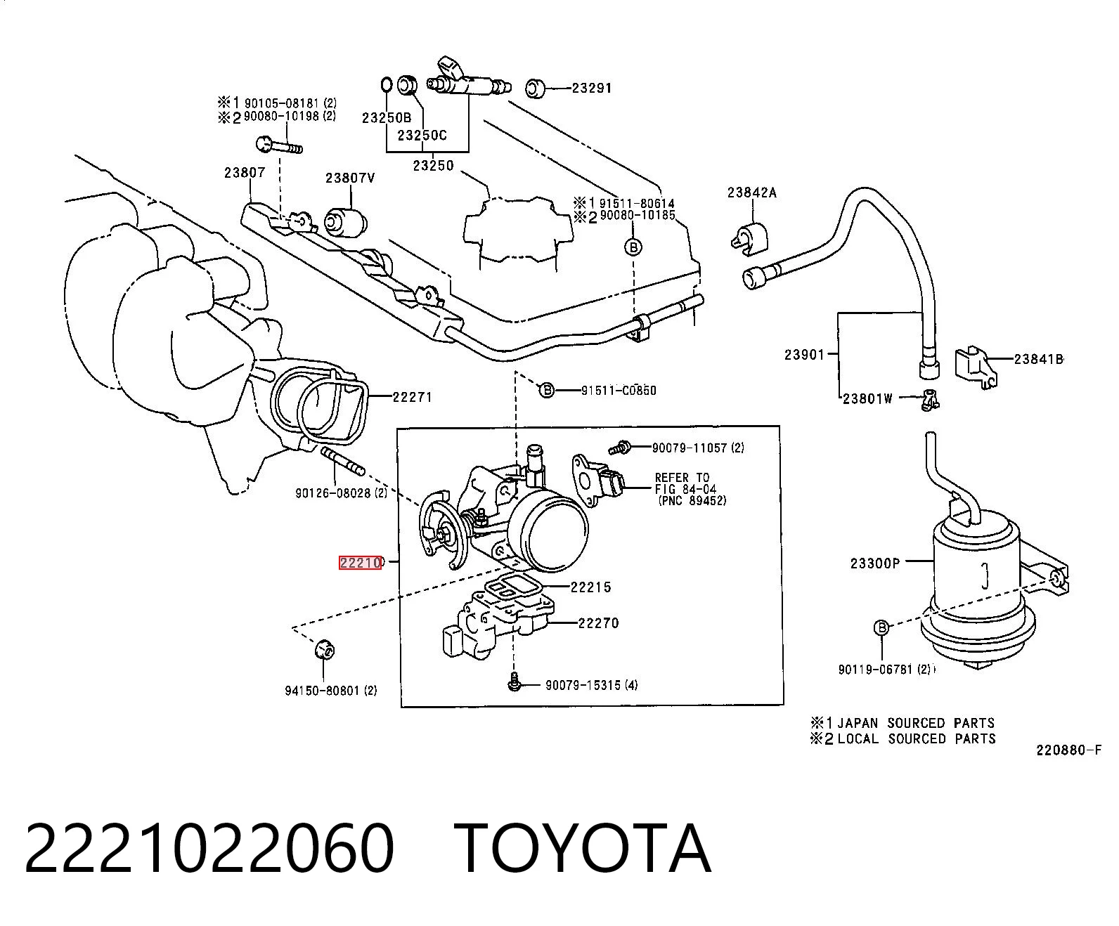 2221022060 Toyota Przepustnica, komplet