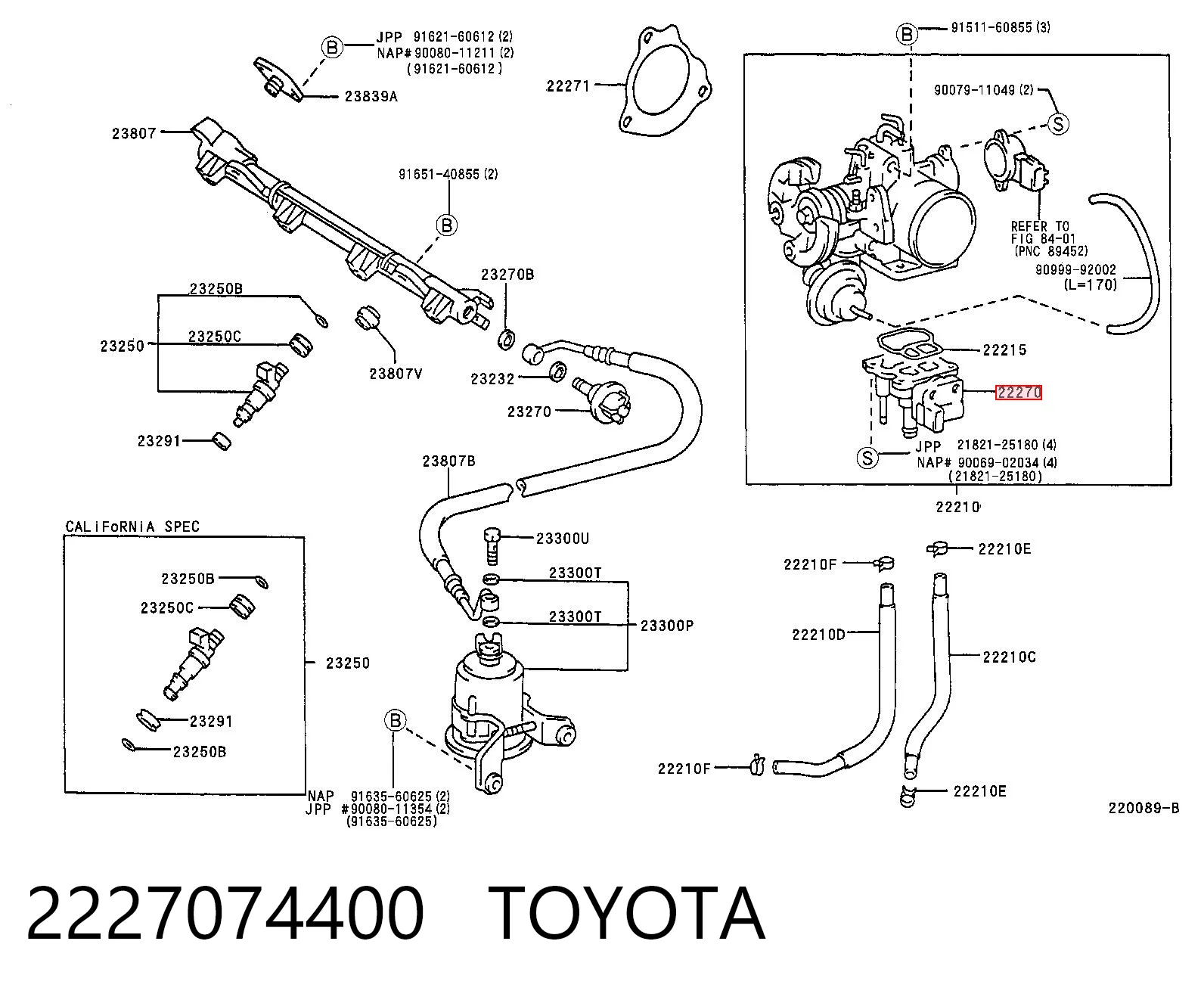 2227074400 Toyota Regulator biegu jałowego