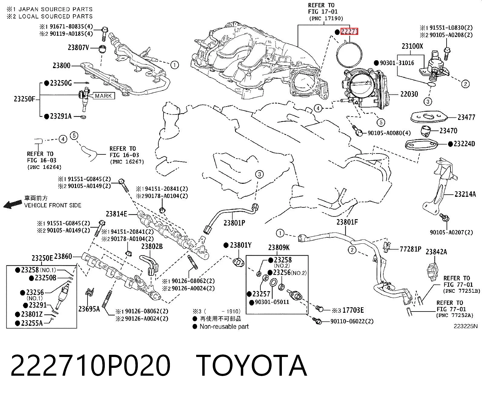 222710P020 Toyota Uszczelka przepustnicy