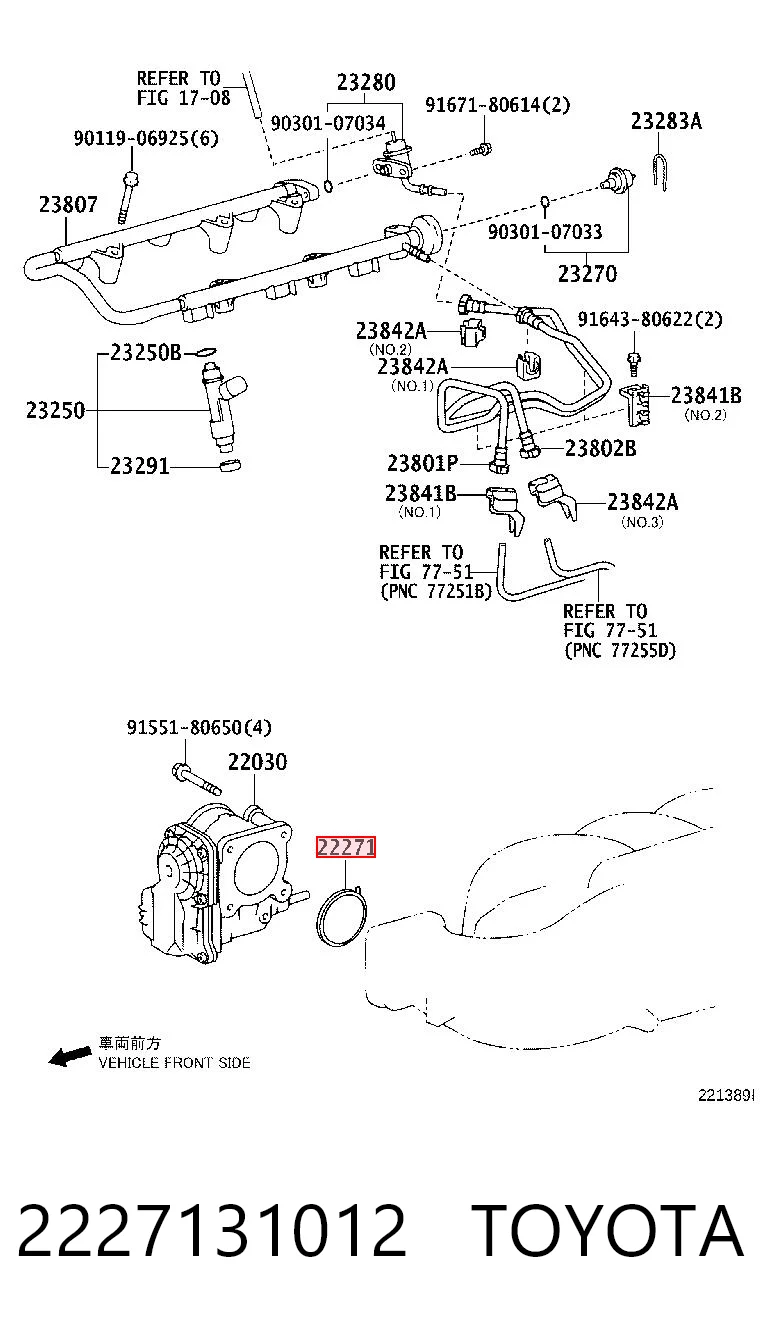 2227131012 Toyota Uszczelka przepustnicy