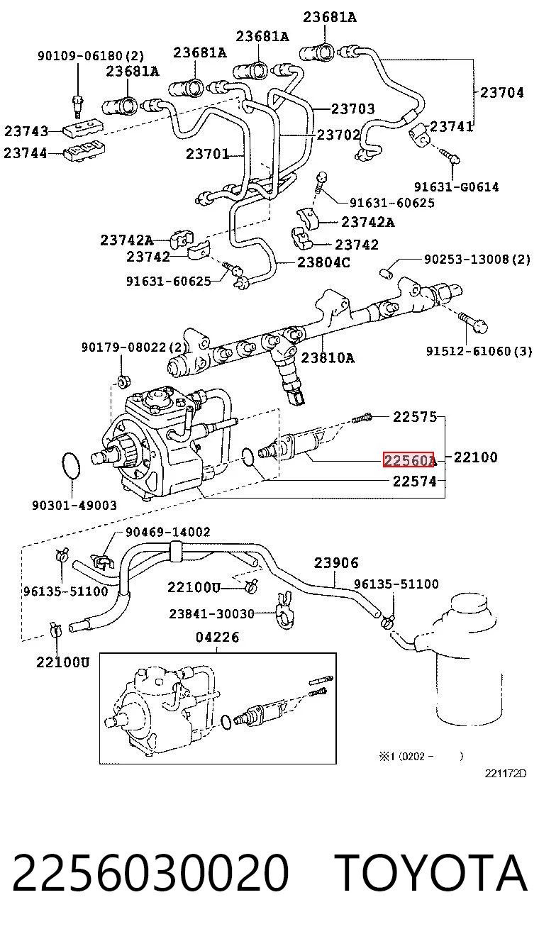 2256030020 Toyota Zawór regulacji ciśnienia (zawór redukcyjny pompy wtryskowej) System Common-Rail