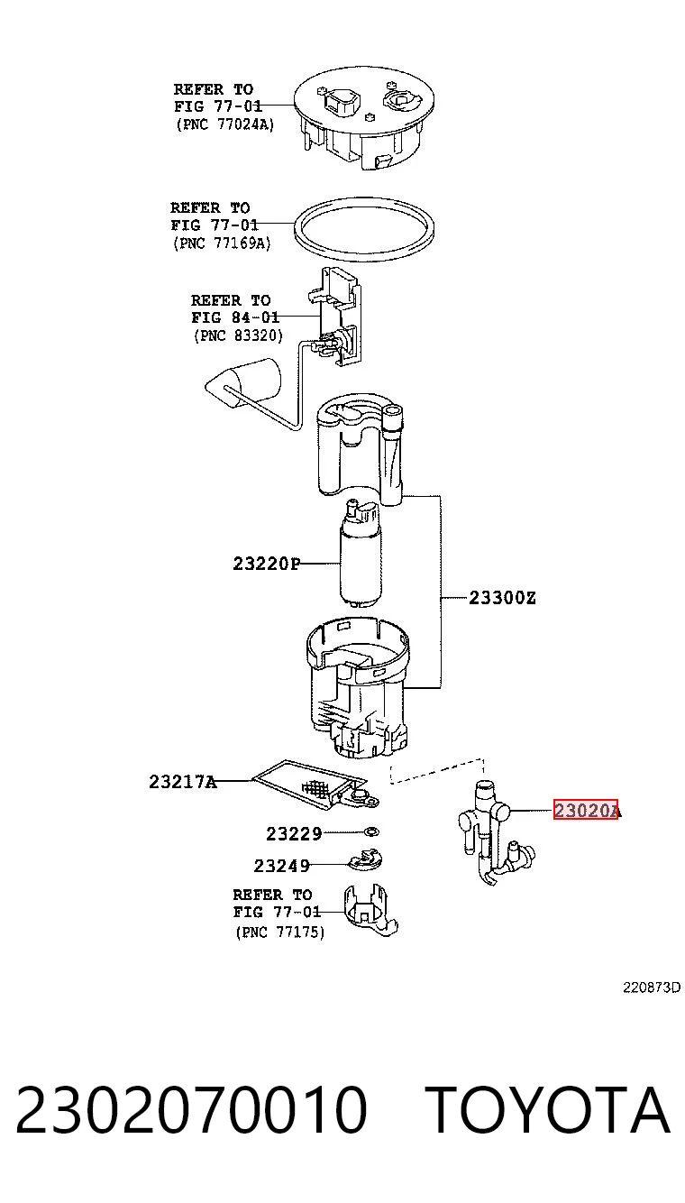 2302070010 Toyota Regulator ciśnienia paliwa w listwie paliwowej