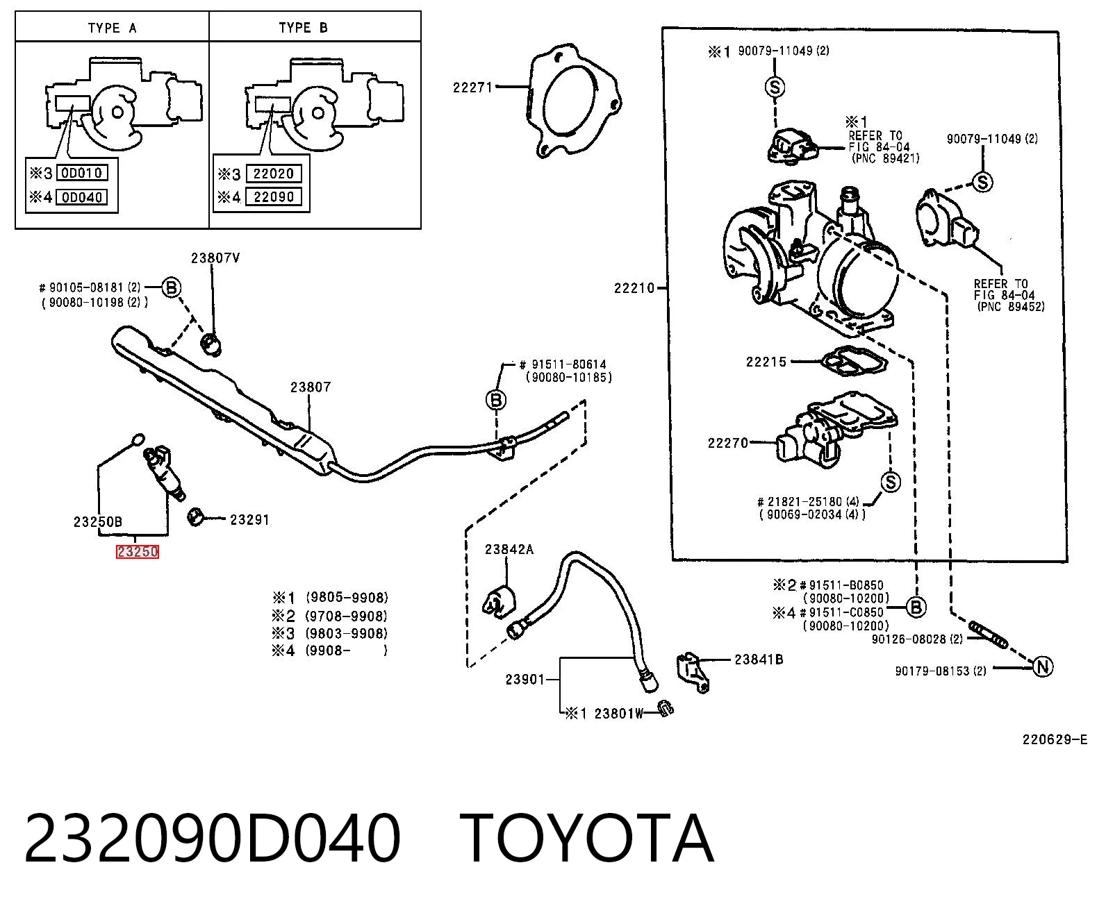 232090D040 Toyota Wtryskiwacz paliwa
