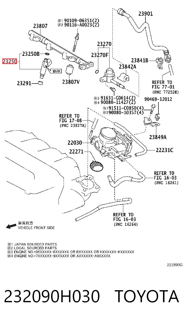 232090H030 Toyota Wtryskiwacz paliwa