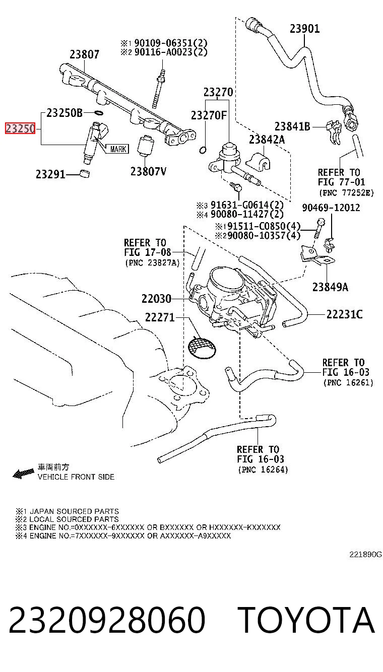 2320928060 Toyota Wtryskiwacz paliwa
