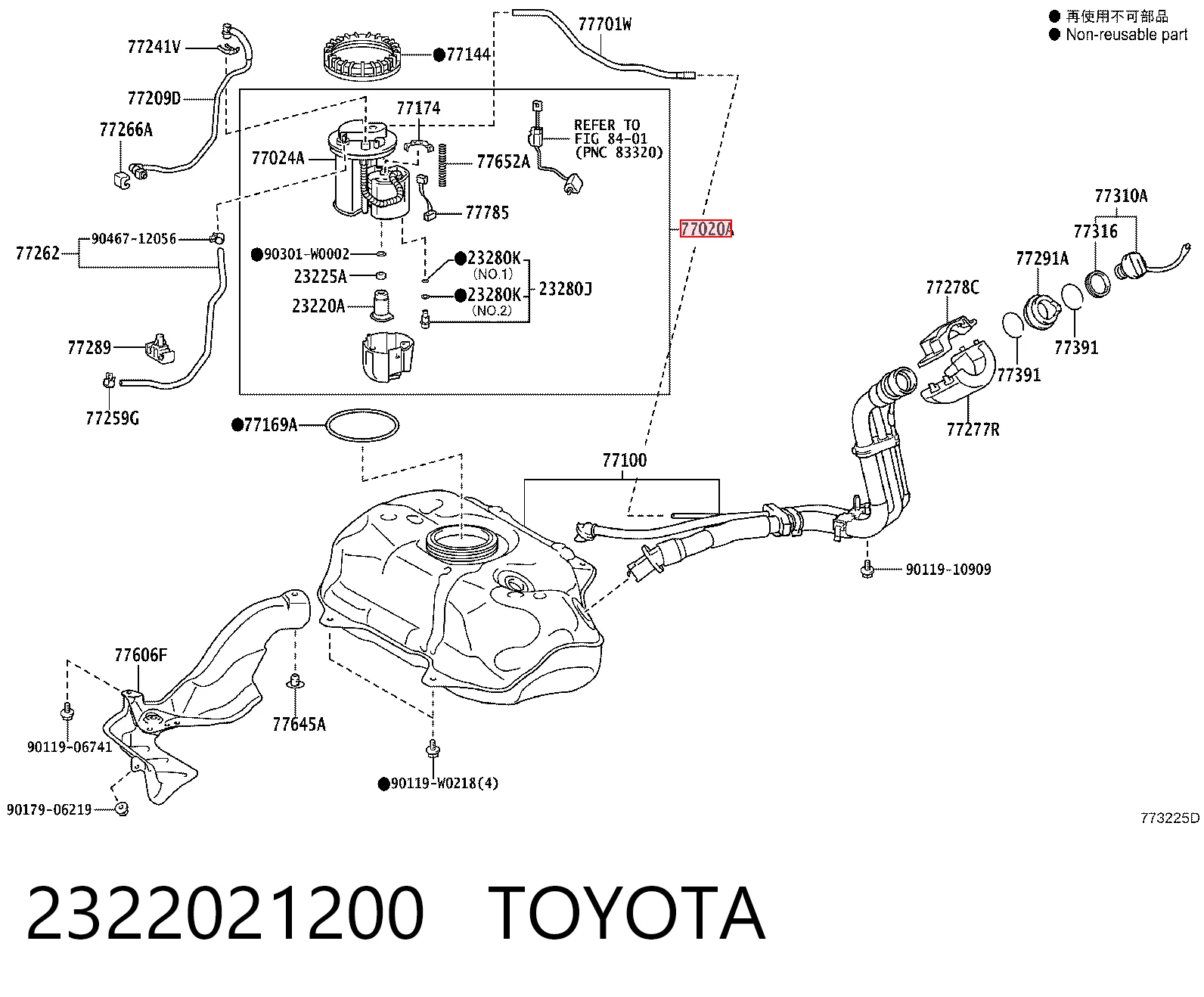 Pompa paliwa elektryczna zanurzeniowa Toyota 2322021200 cena, od 37,26 USD