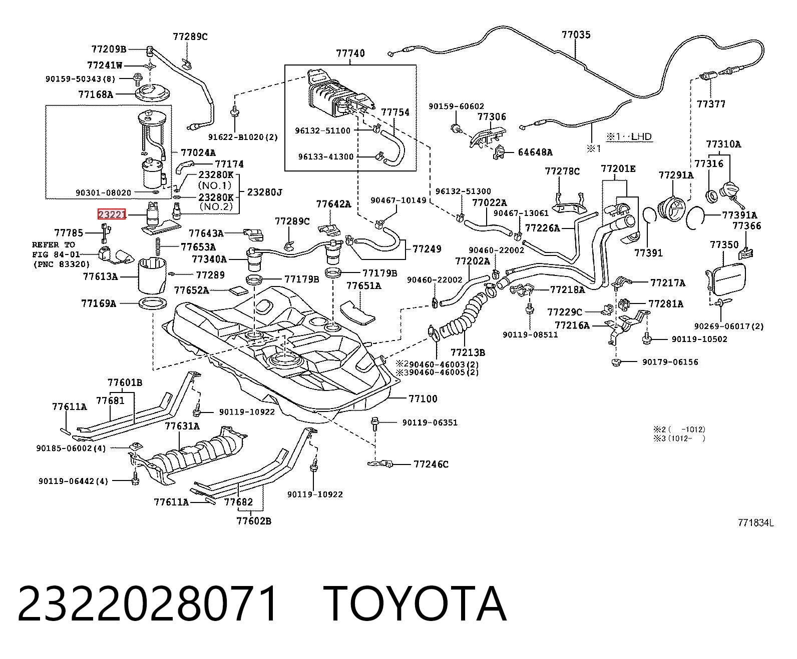 2322028071 Toyota Element-turbina pompy paliwa