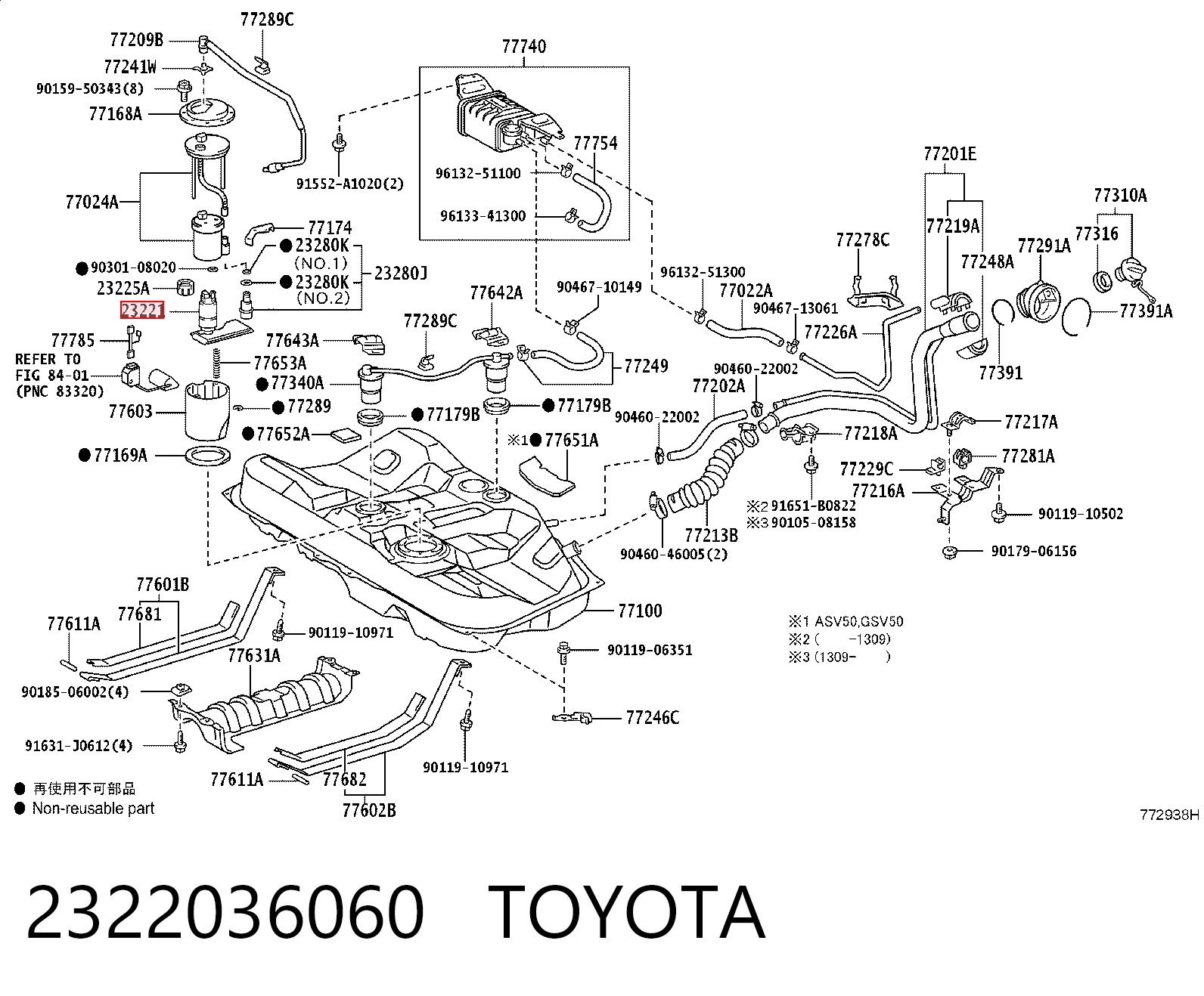 2322036060 Toyota Element-turbina pompy paliwa