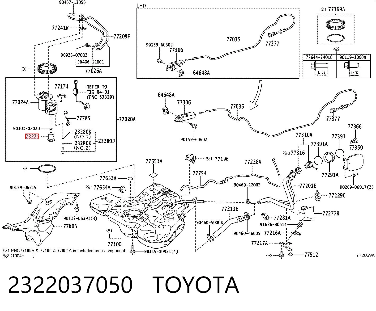 2322037050 Toyota Element-turbina pompy paliwa