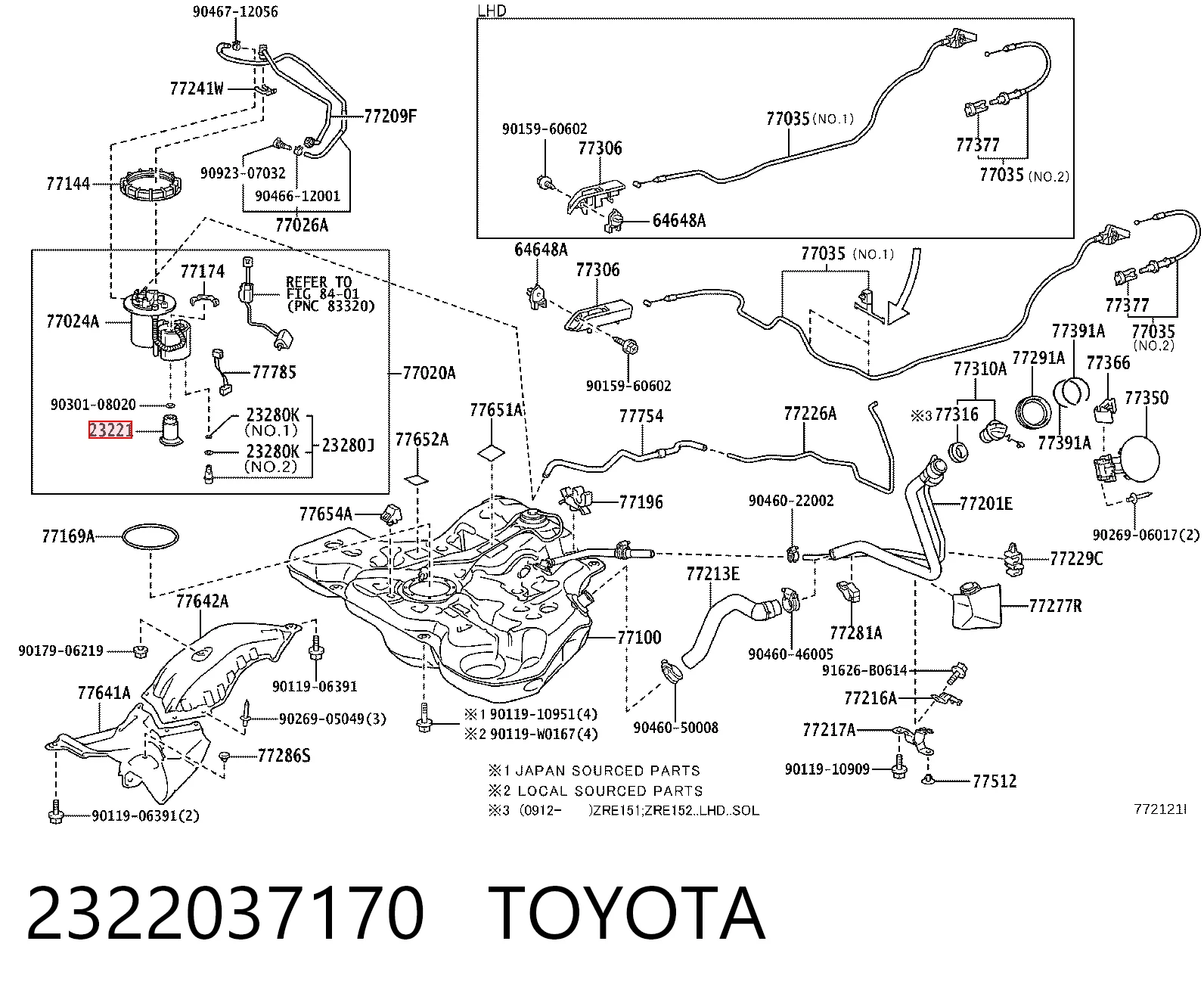 2322037170 Toyota Element-turbina pompy paliwa