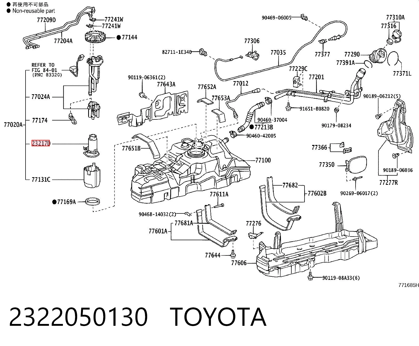 2322050130 Toyota Element-turbina pompy paliwa