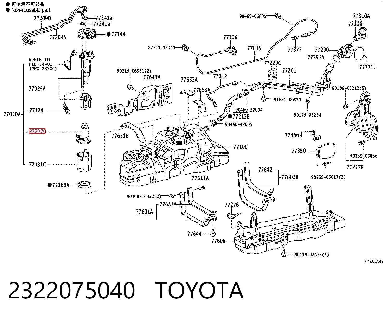 2322075040 Toyota Element-turbina pompy paliwa