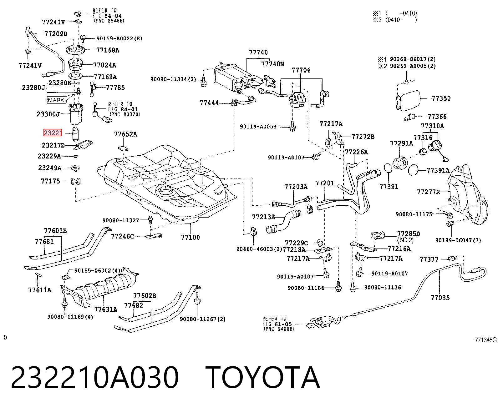 232210A030 Toyota Element-turbina pompy paliwa