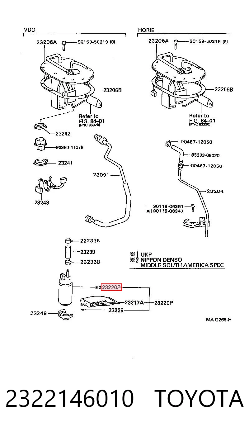 2322146010 Toyota Element-turbina pompy paliwa