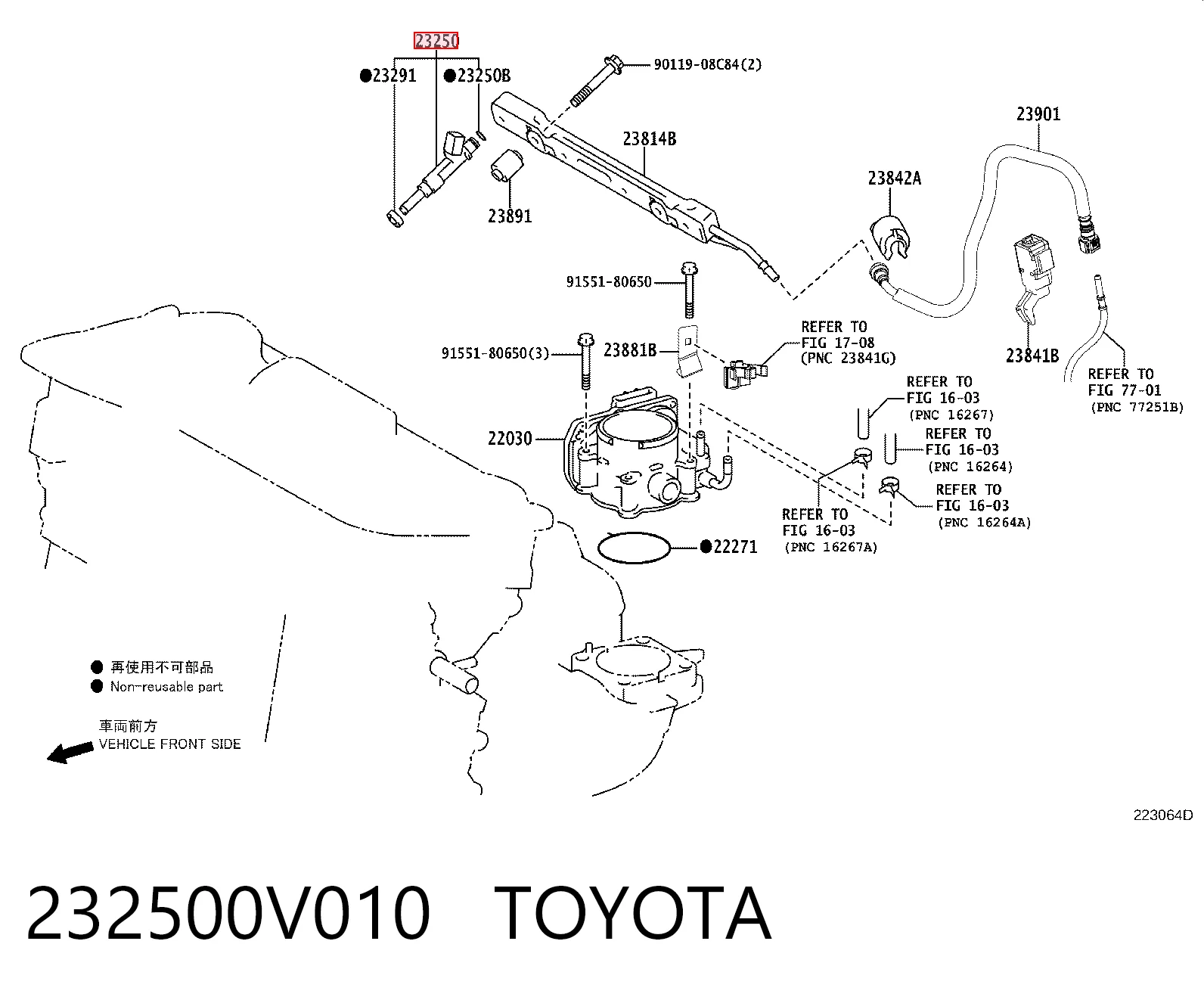 232500V010 Toyota Wtryskiwacz paliwa