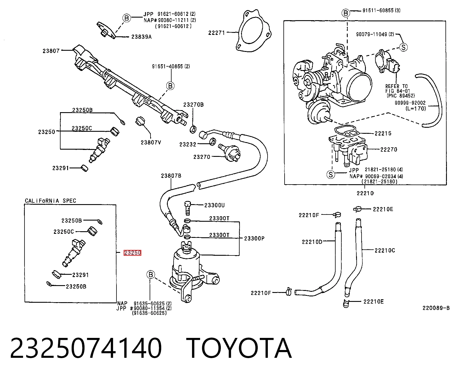 2325074140 Toyota Wtryskiwacz paliwa