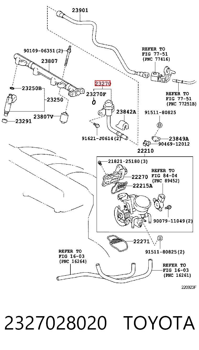 2327028020 Toyota Regulator ciśnienia paliwa w listwie paliwowej