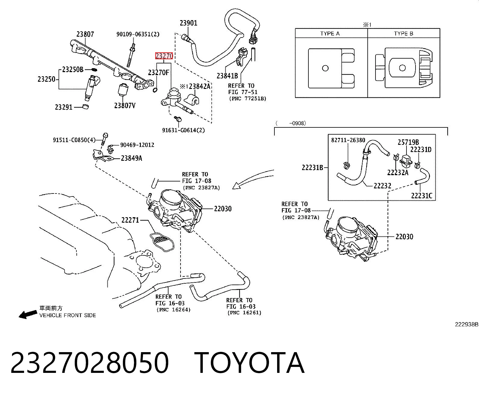 2327028050 Toyota Regulator ciśnienia paliwa w listwie paliwowej