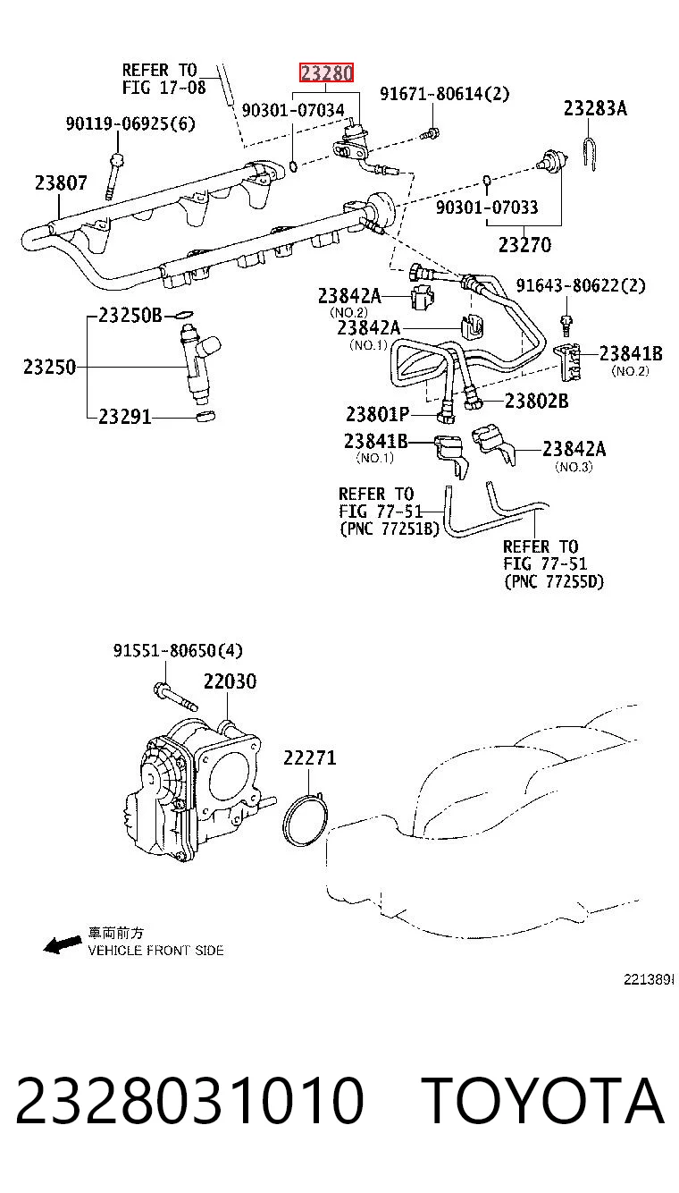 2328031010 Toyota Regulator ciśnienia paliwa w listwie paliwowej