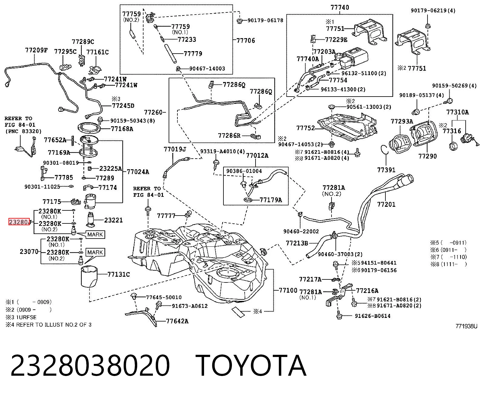2328038020 Toyota Regulator ciśnienia paliwa w listwie paliwowej