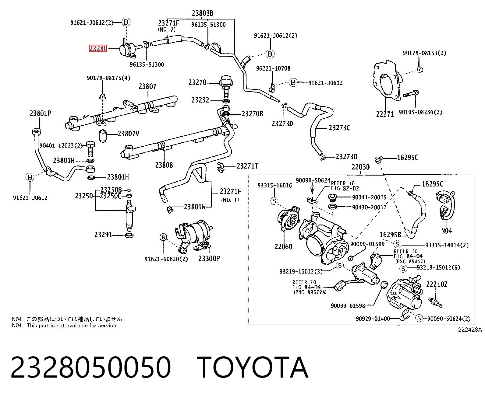 2328050050 Toyota Regulator ciśnienia paliwa w listwie paliwowej