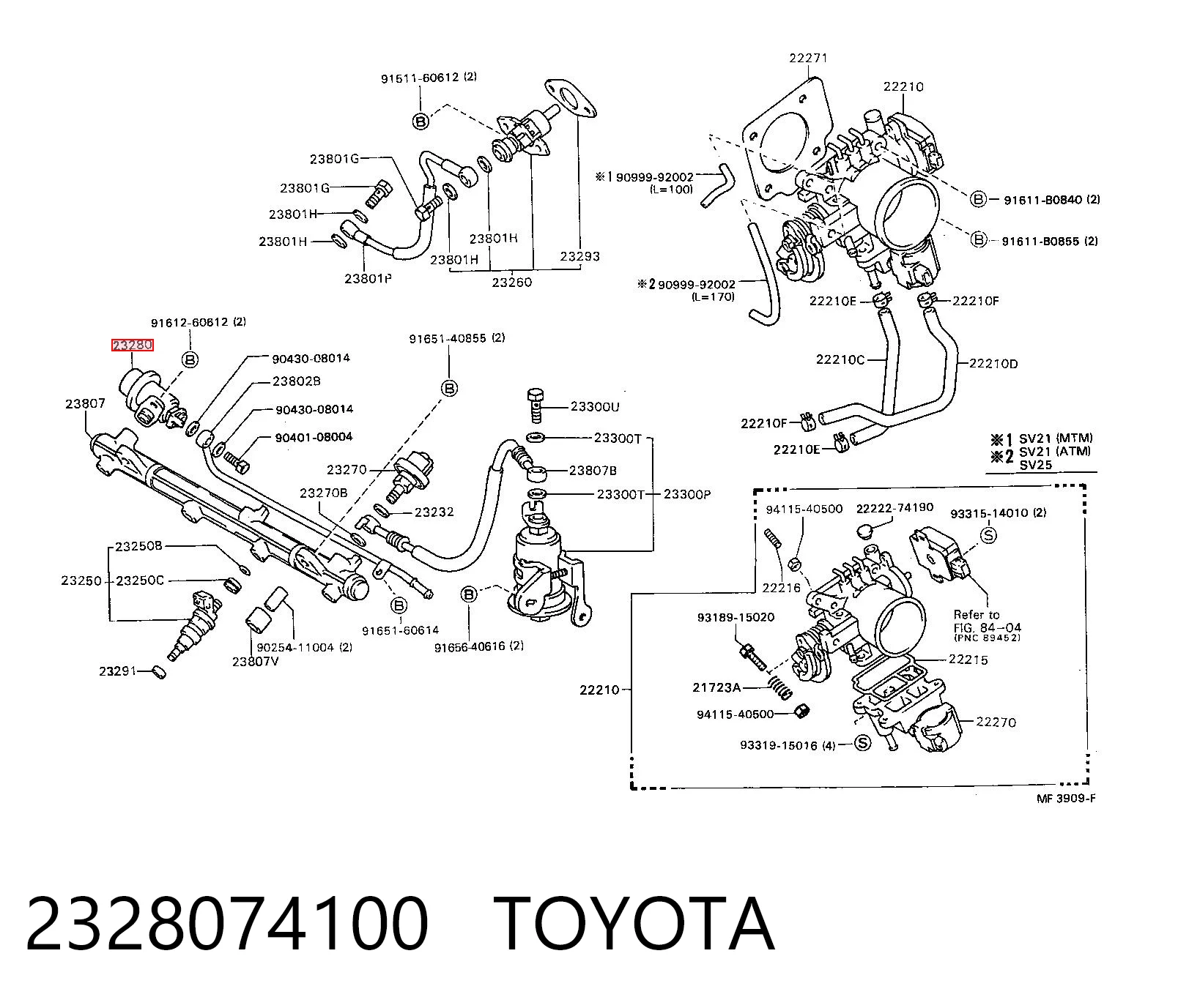 2328074100 Toyota Regulator ciśnienia paliwa w listwie paliwowej