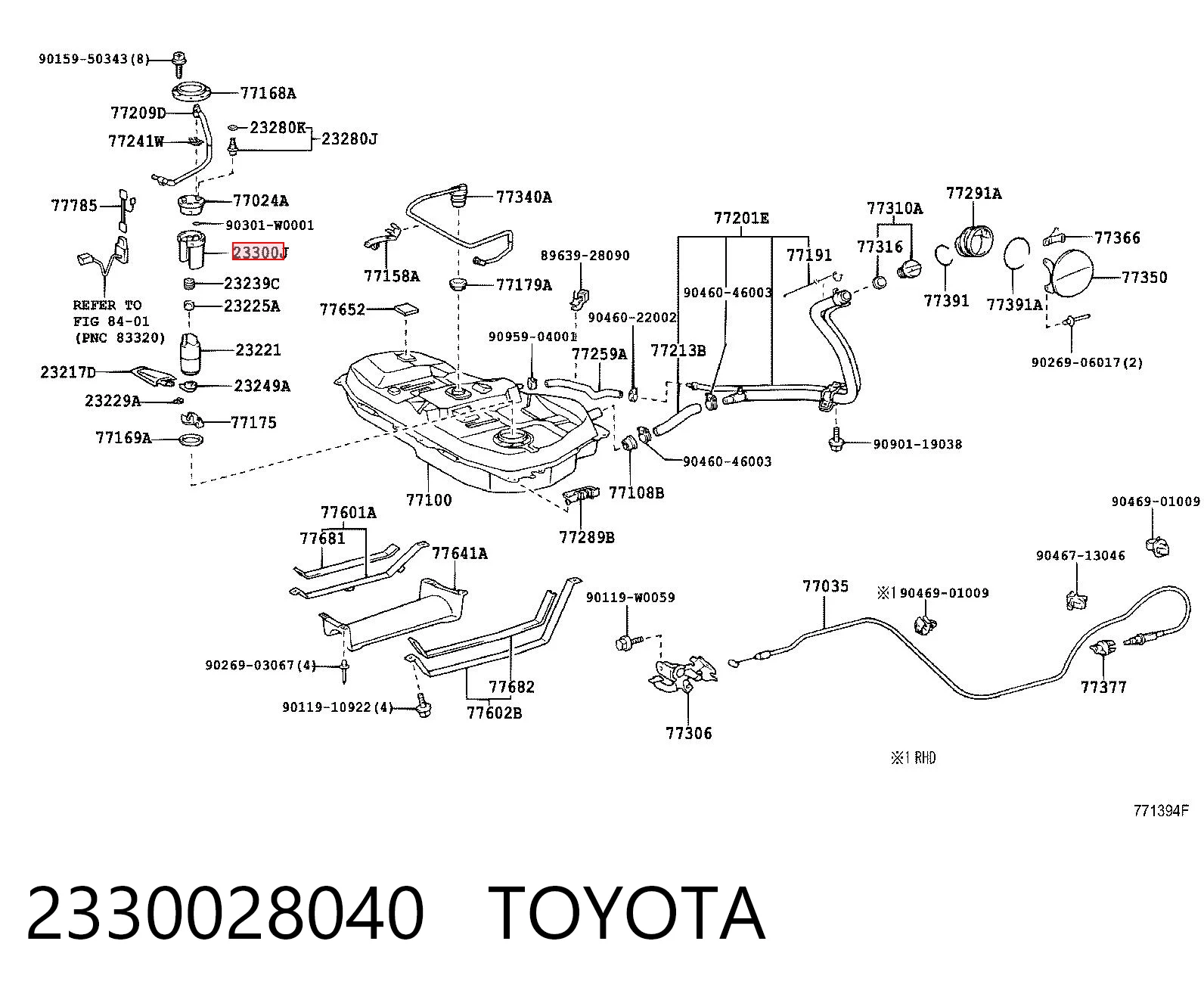 2330028040 Toyota Filtr paliwa