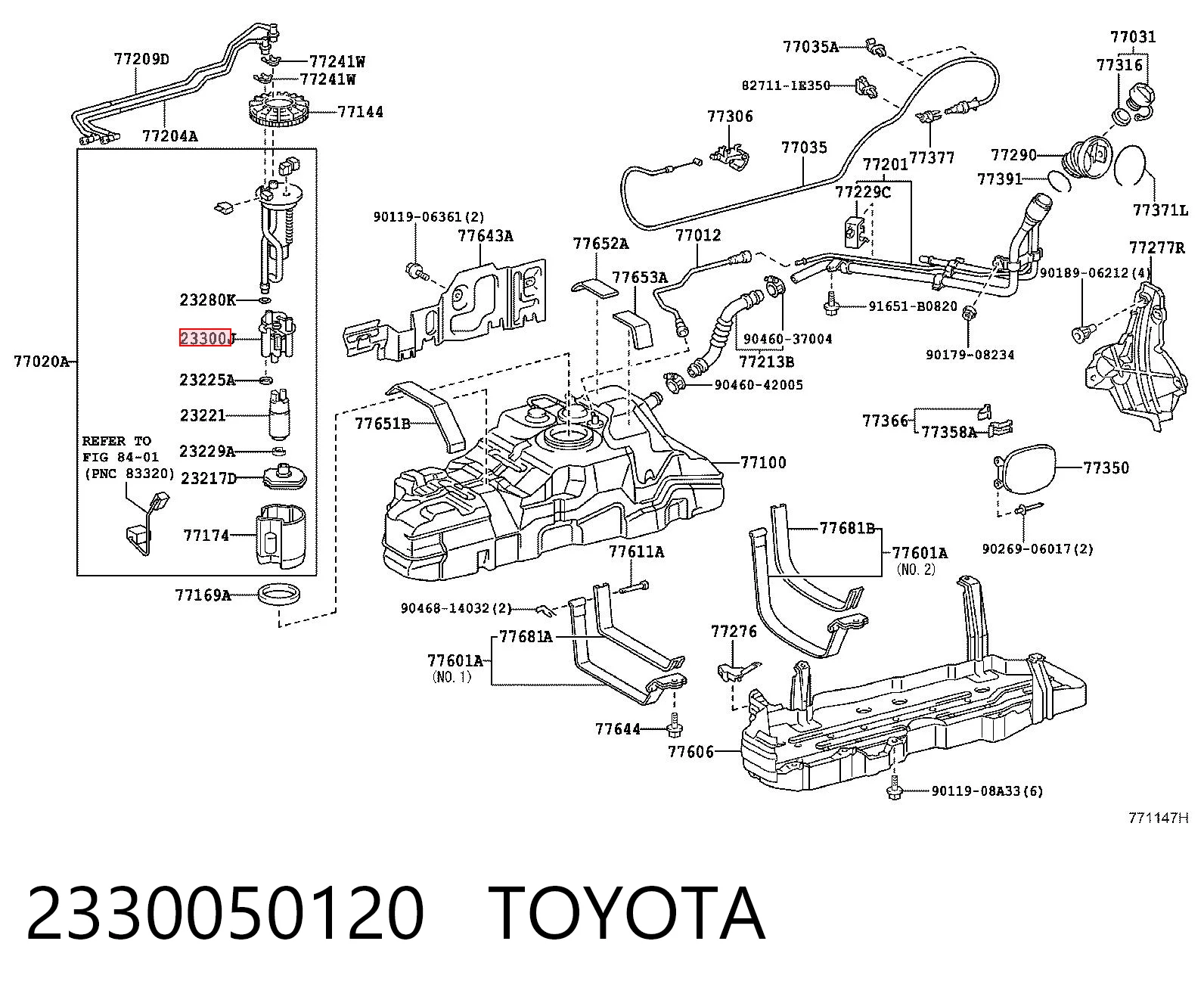 2330050120 Toyota Filtr paliwa