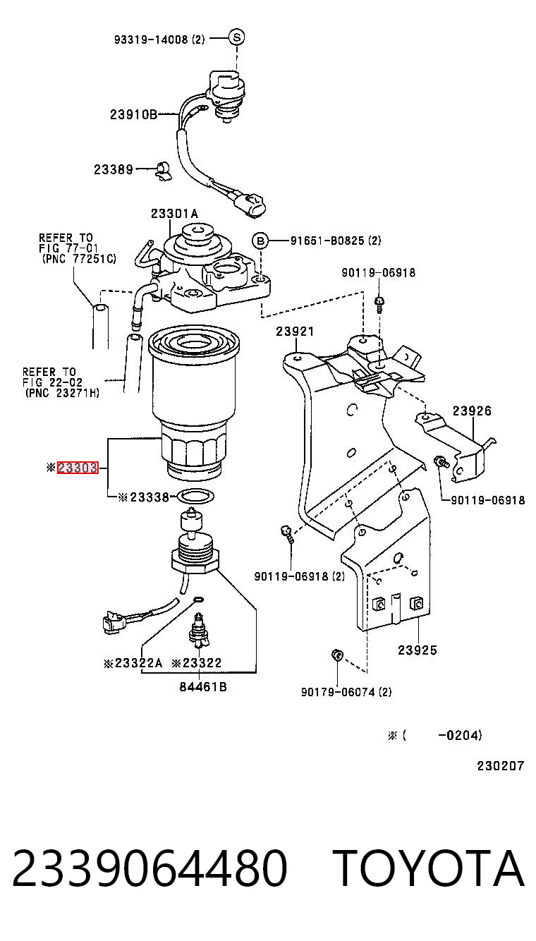 2339064480 Toyota Filtr paliwa