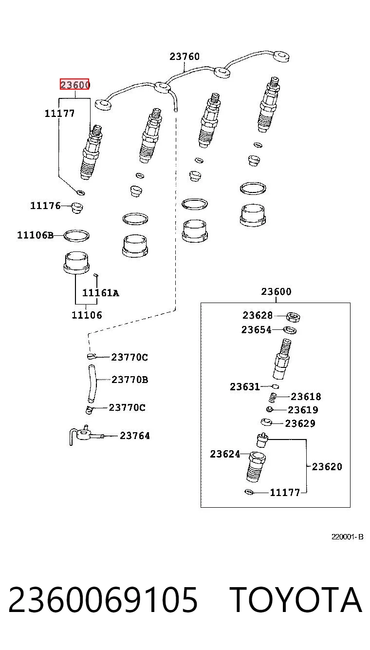 2360069105 Toyota Wtryskiwacz paliwa