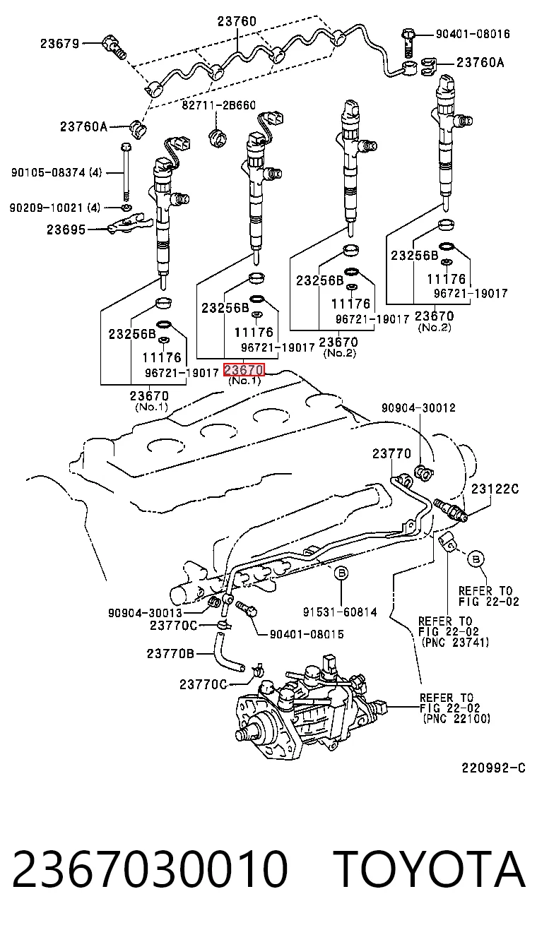 2367030010 Toyota Wtryskiwacz paliwa