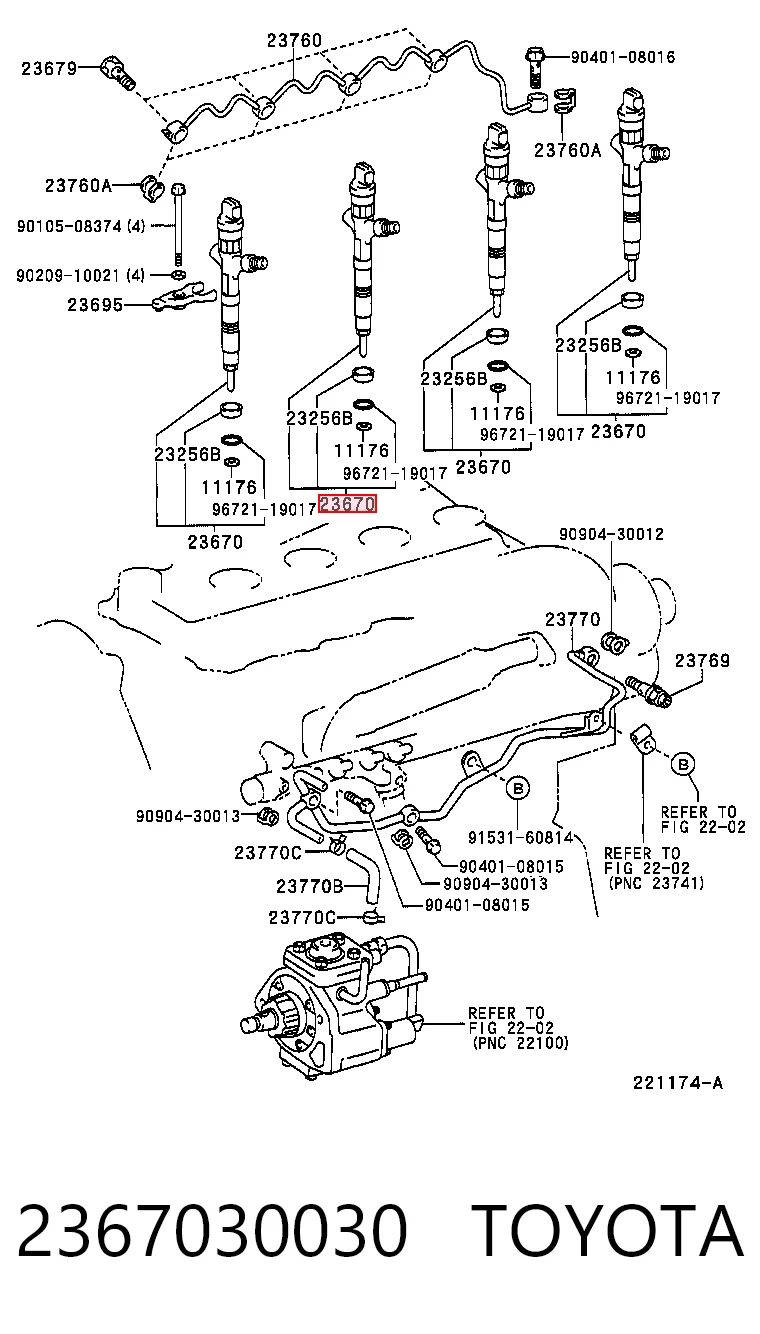 2367030030 Toyota Wtryskiwacz paliwa