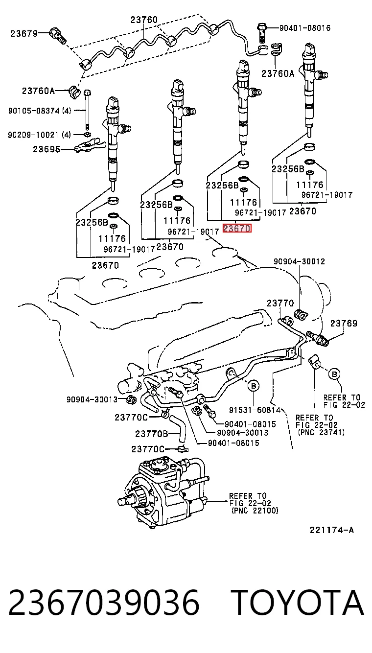 2367039036 Toyota Wtryskiwacz paliwa