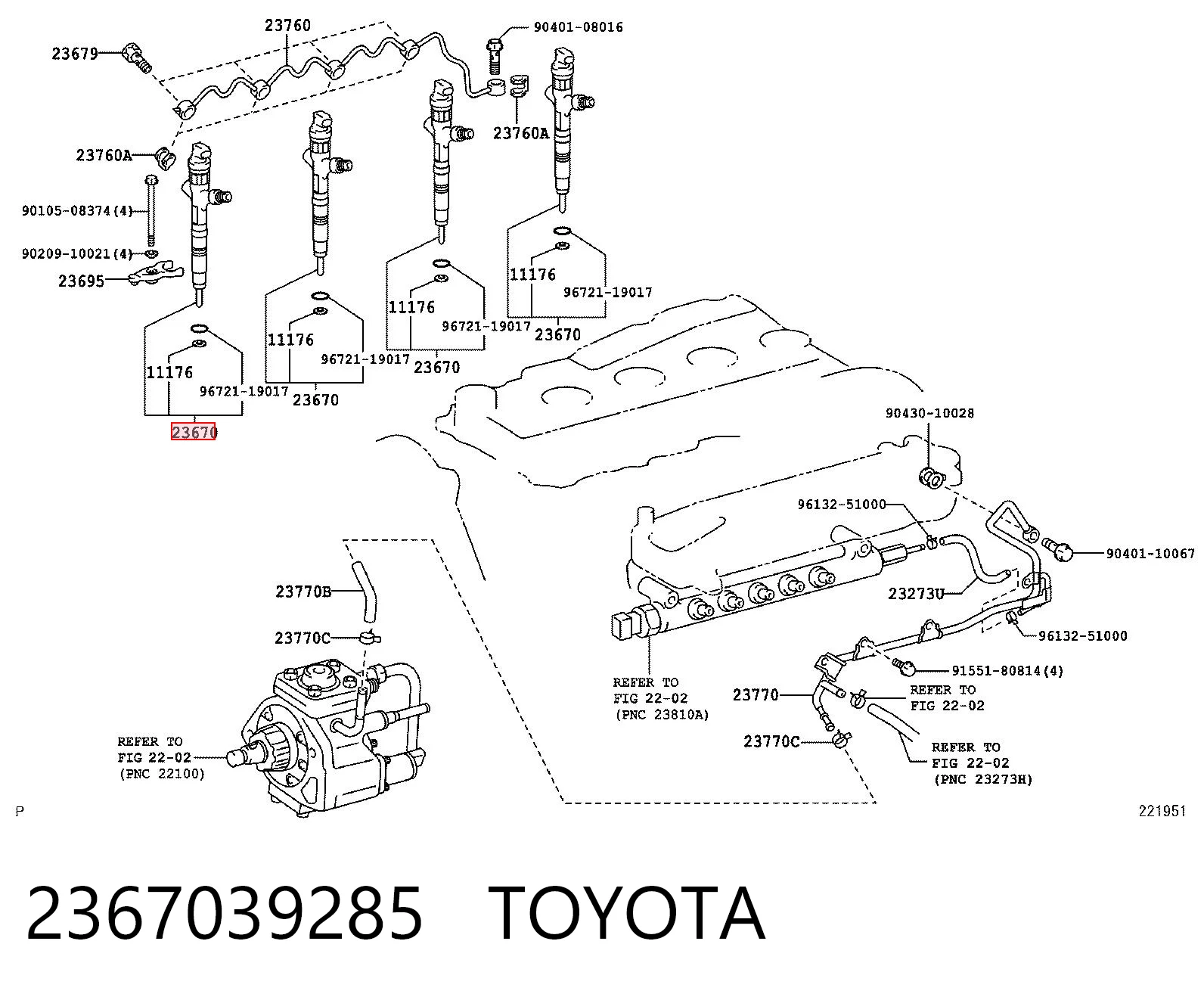 2367039285 Toyota Wtryskiwacz paliwa
