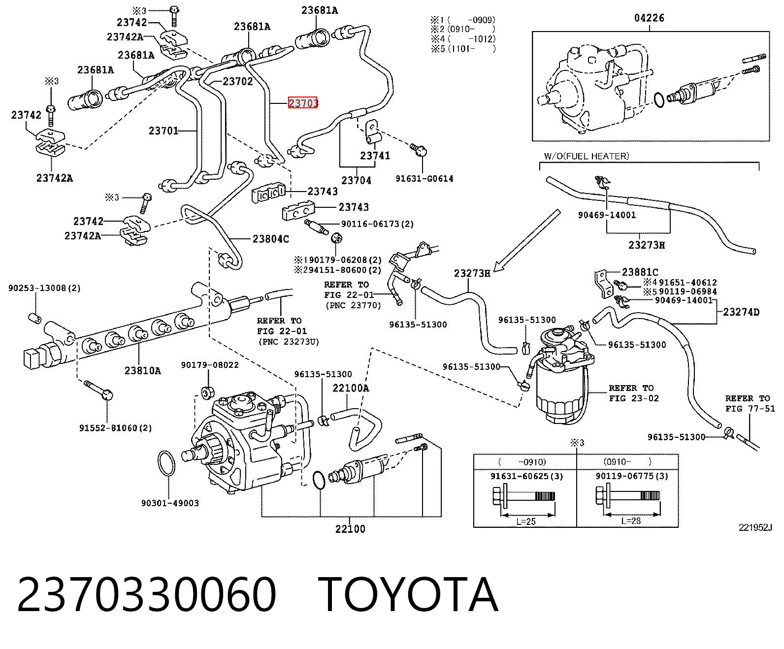 2370330060 Toyota Rurka paliwa wtryskiwacza 3. cylindra