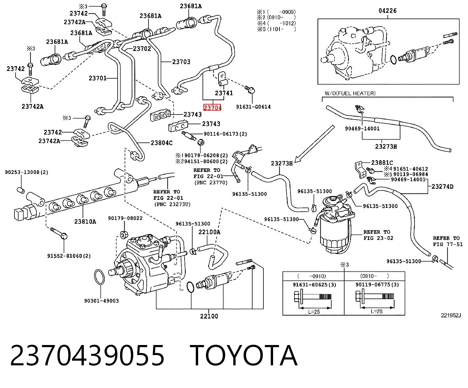 2370439055 Toyota Rurka paliwa wtryskiwacza 4. cylindra