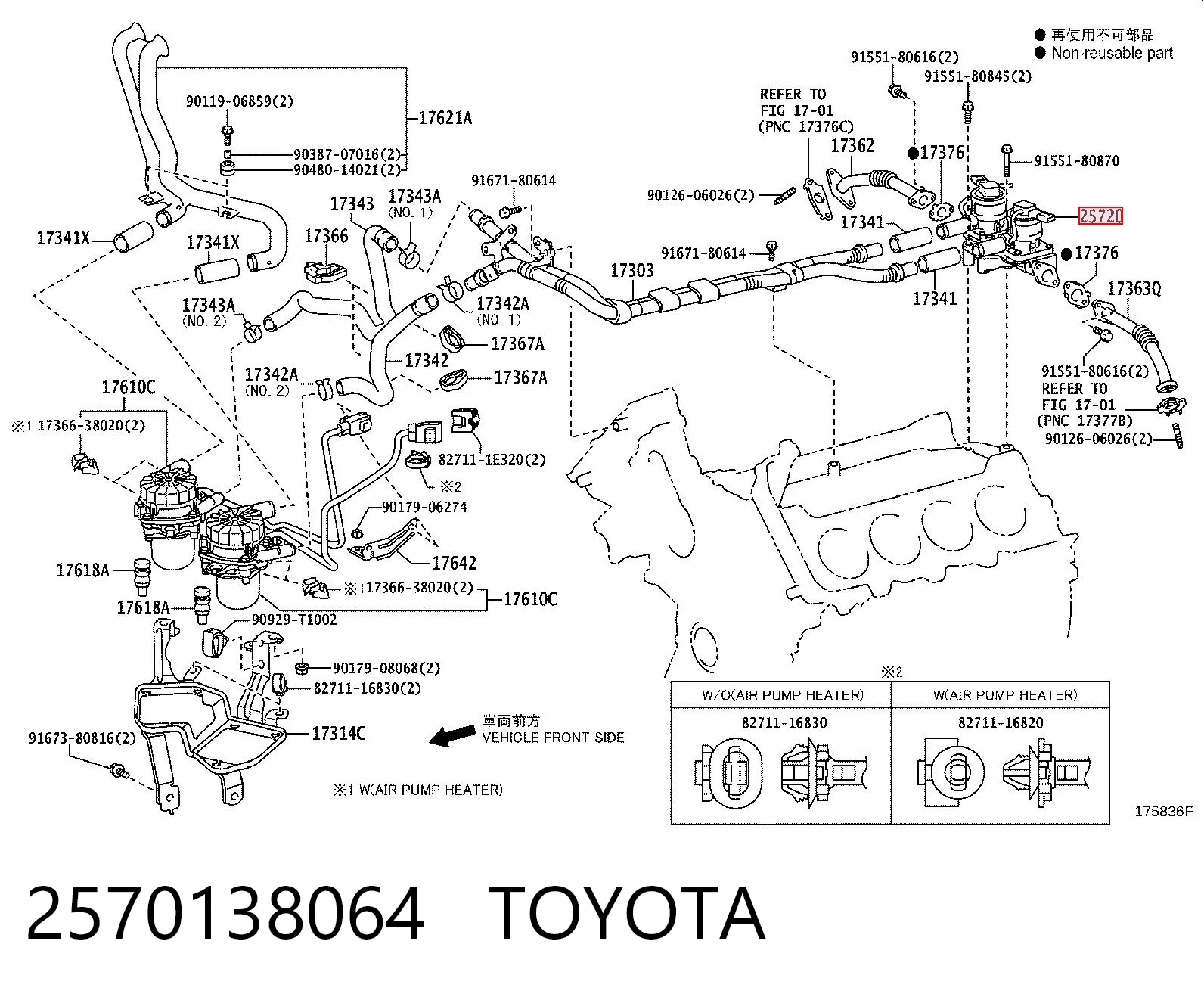 2570138064 Toyota Zawór odpowietrzający katalizatora