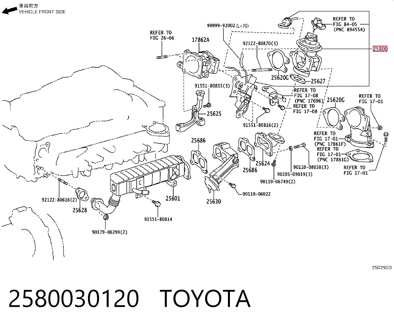 2580030120 Toyota Zawór recyrkulacji spalin EGR