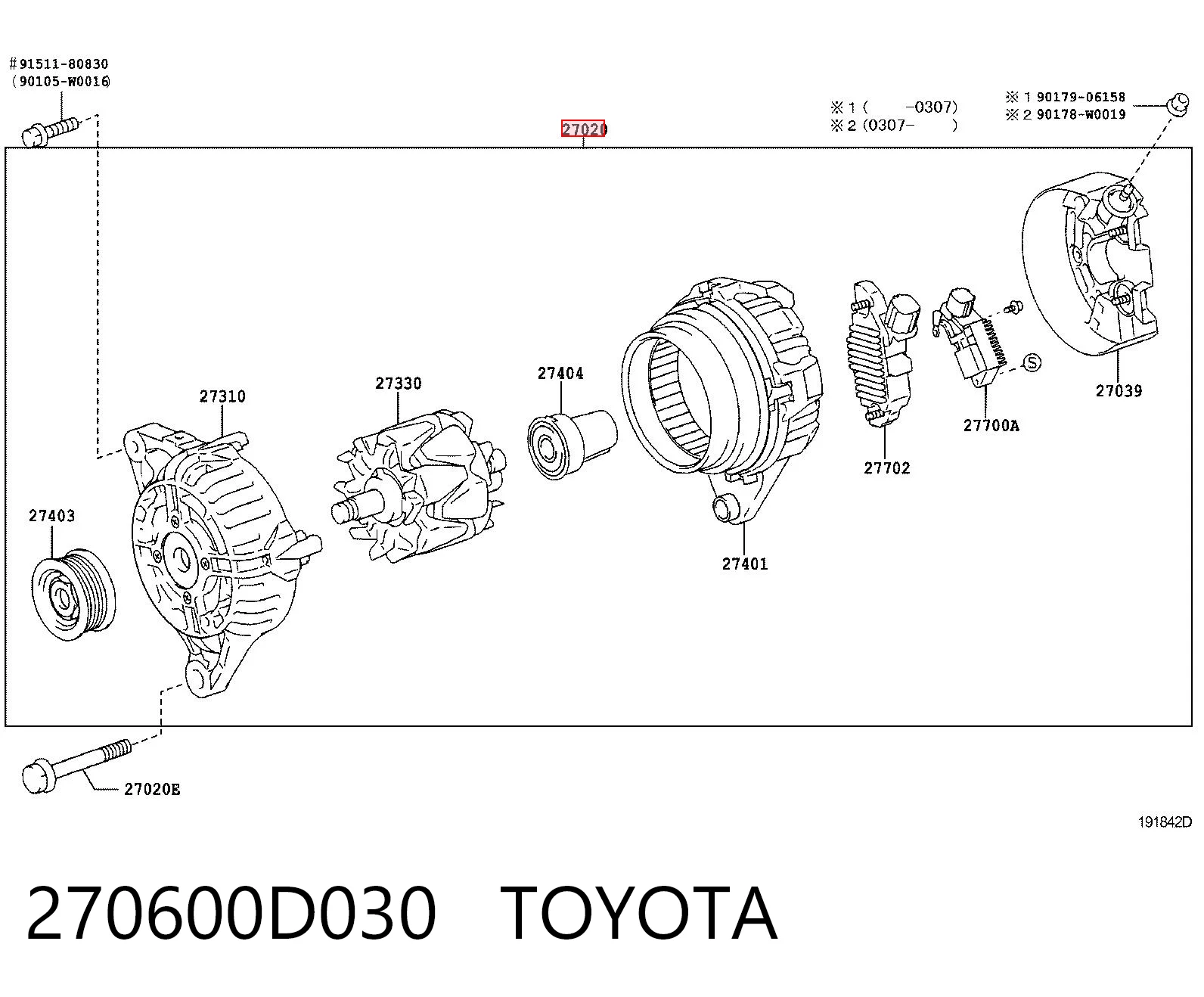 270600D030 Toyota Alternator