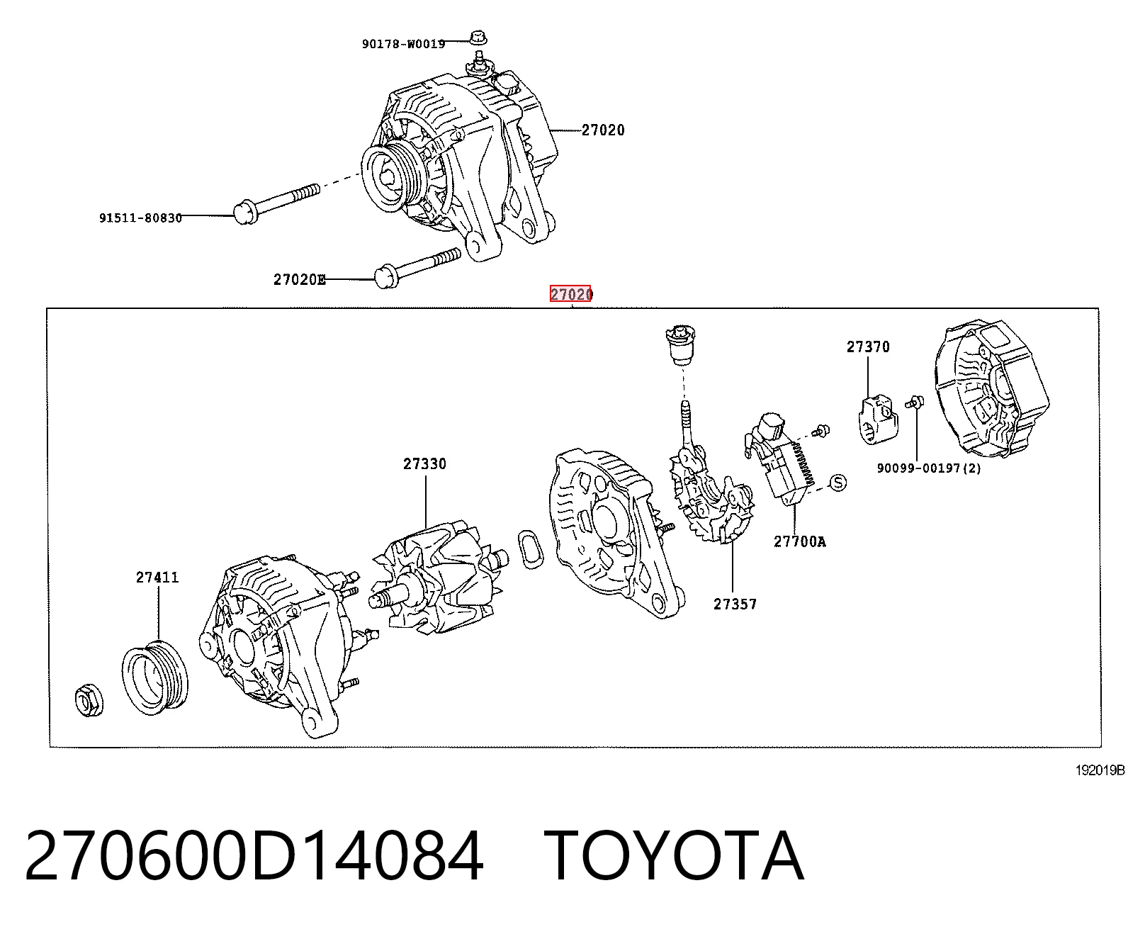 270600D14084 Toyota Alternator
