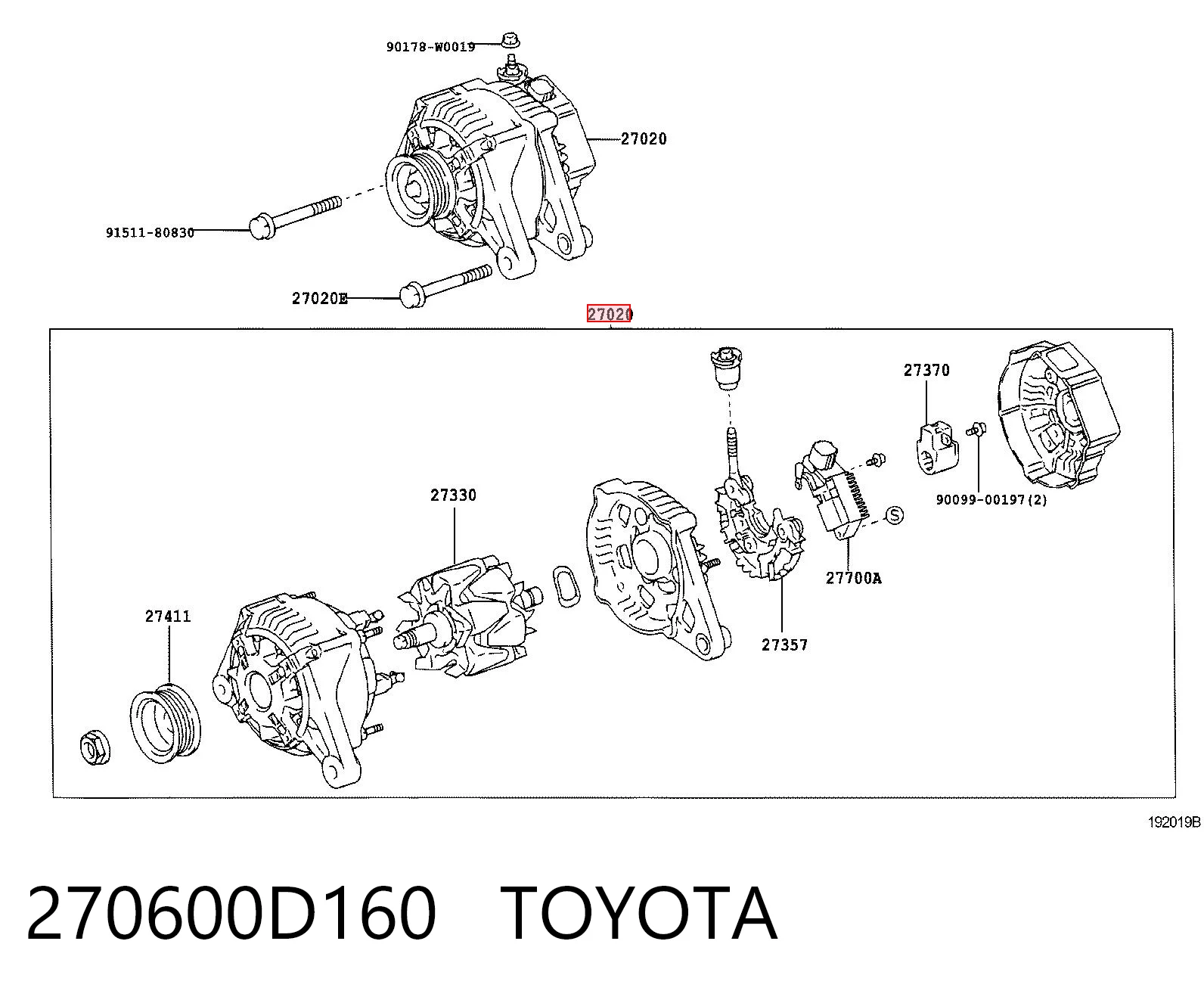 270600D160 Toyota Alternator