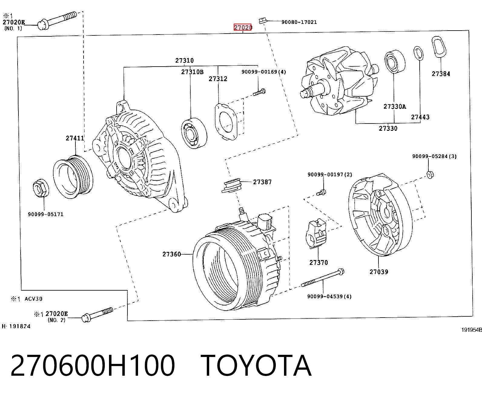 Alternator do Toyota Solara  V3