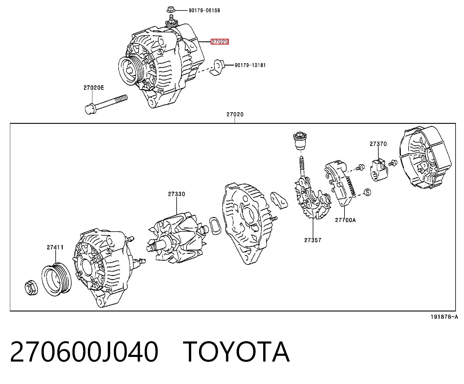 270600J040 Toyota Alternator