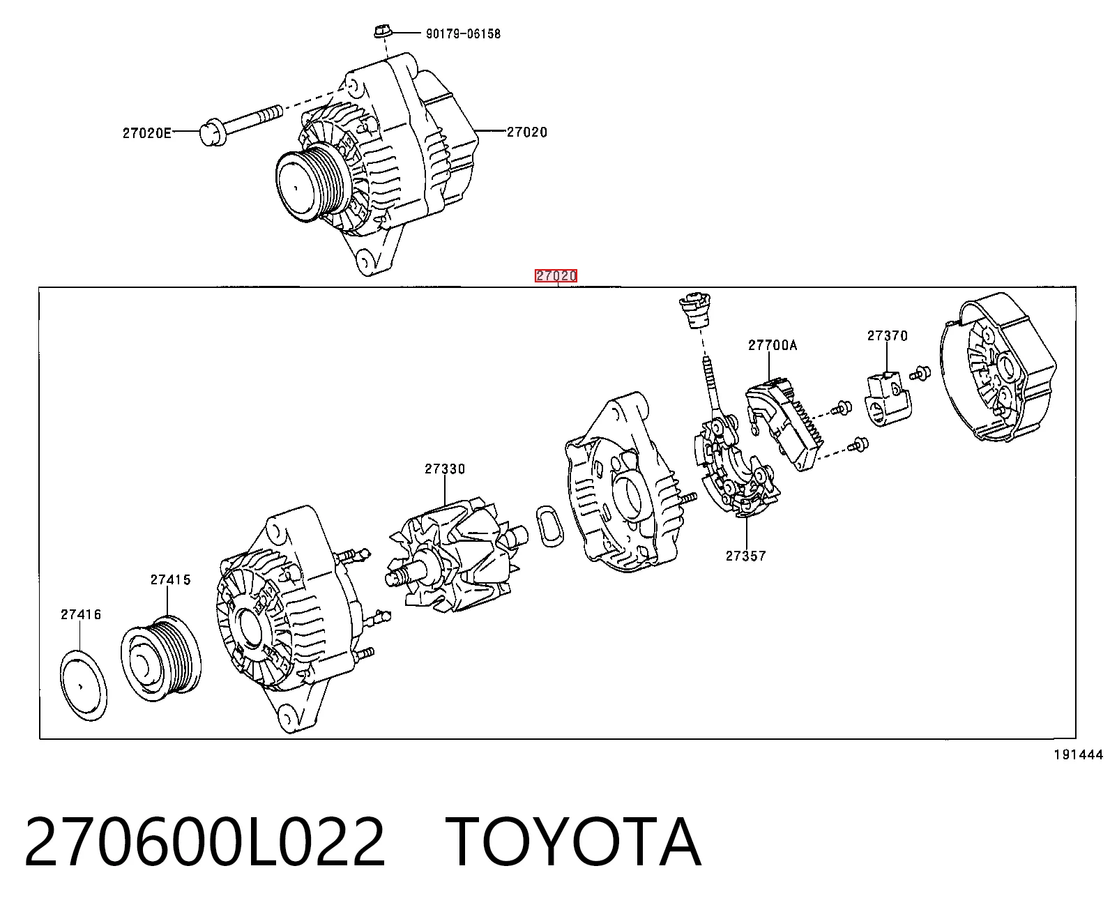 270600L022 Toyota Alternator