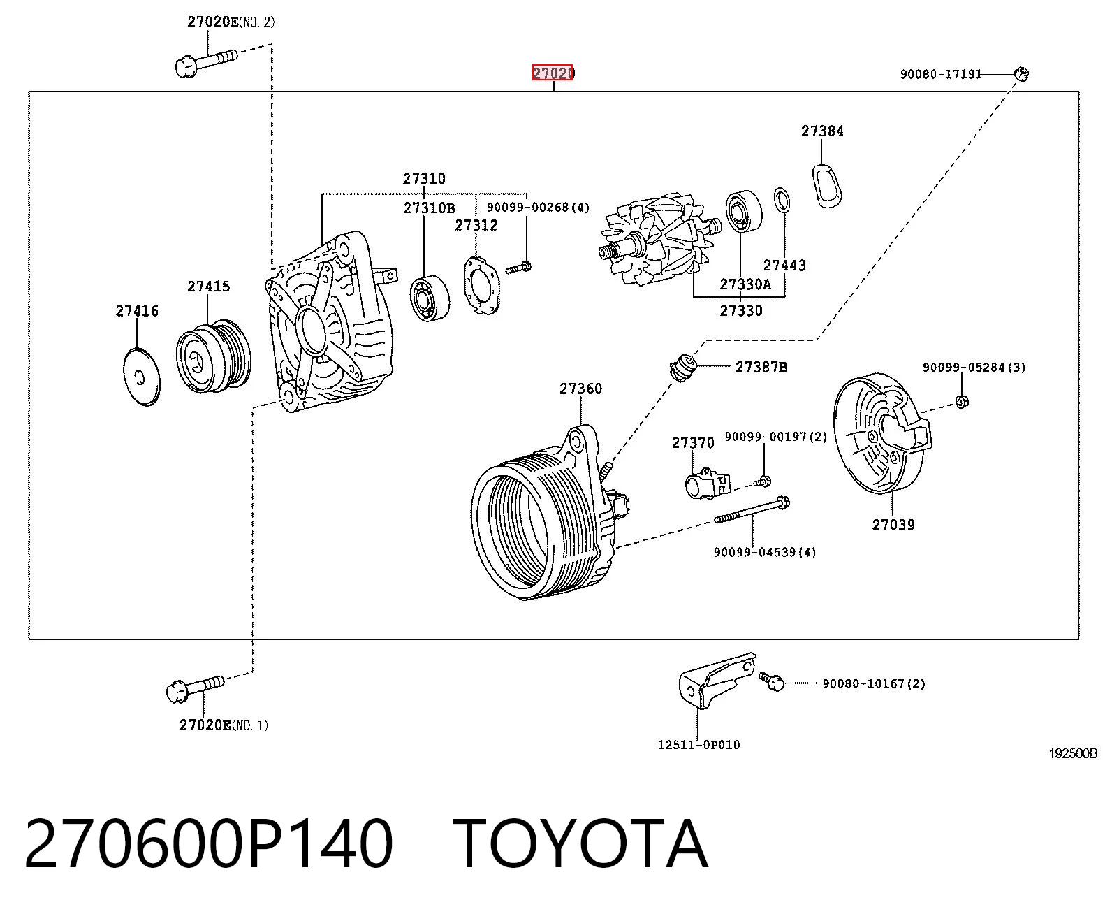 270600P140 Toyota Alternator