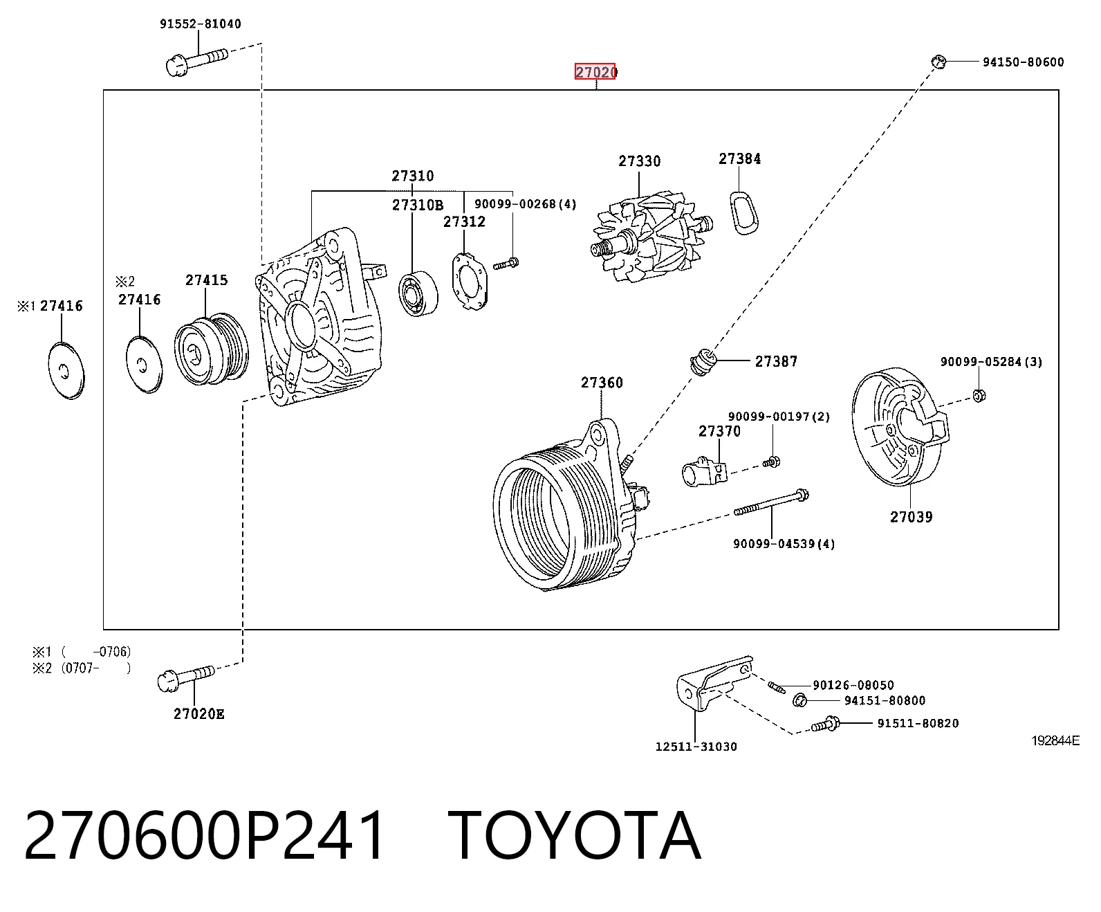 270600P241 Toyota Alternator