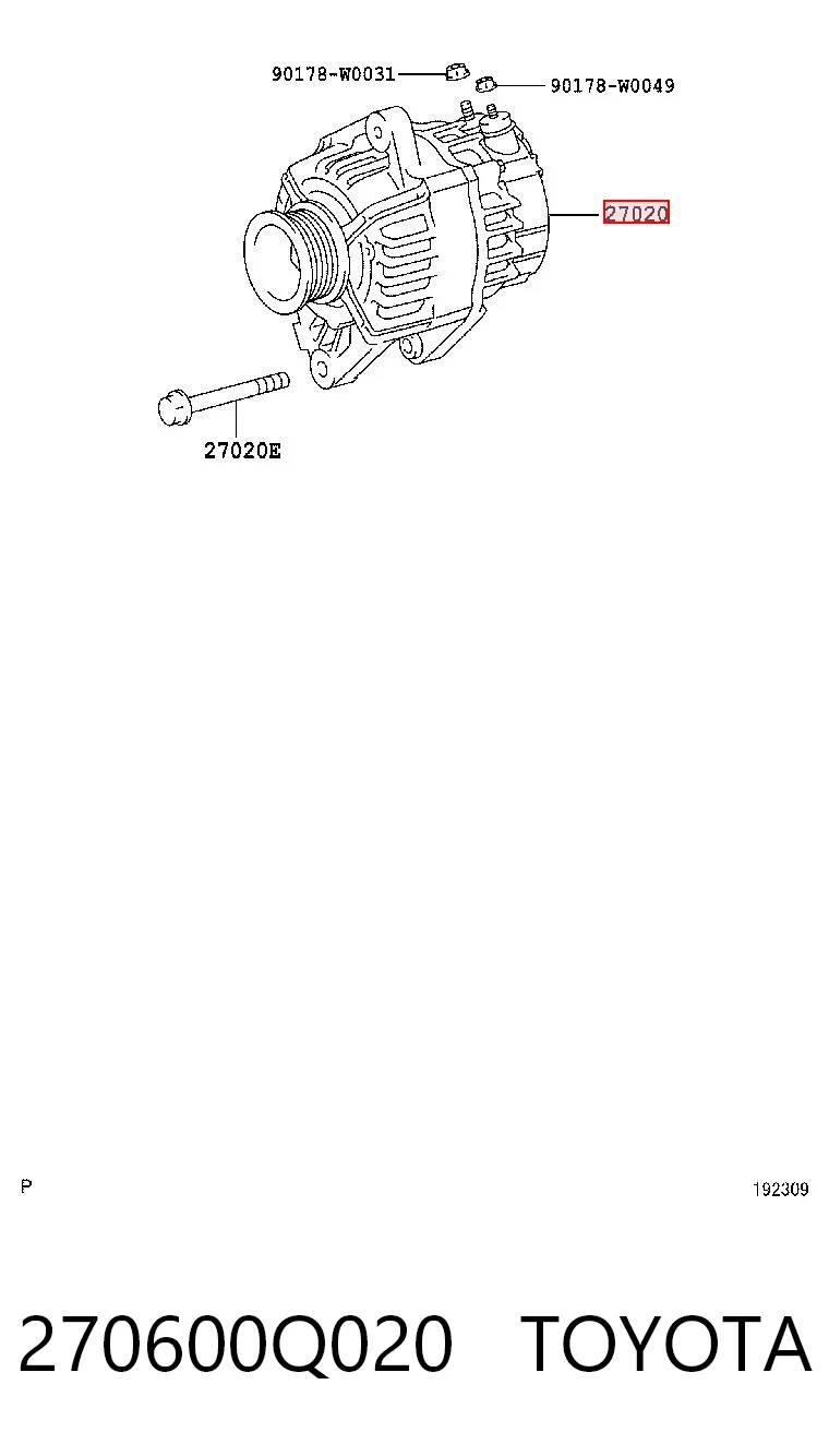 270600Q020 Toyota Alternator
