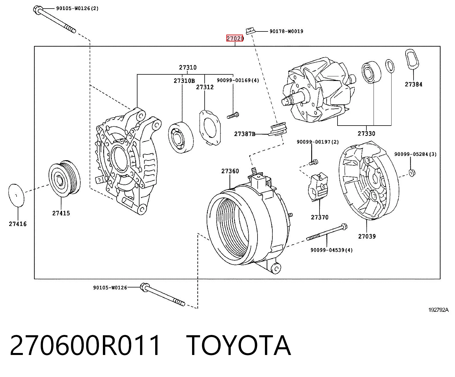 270600R011 Toyota Alternator