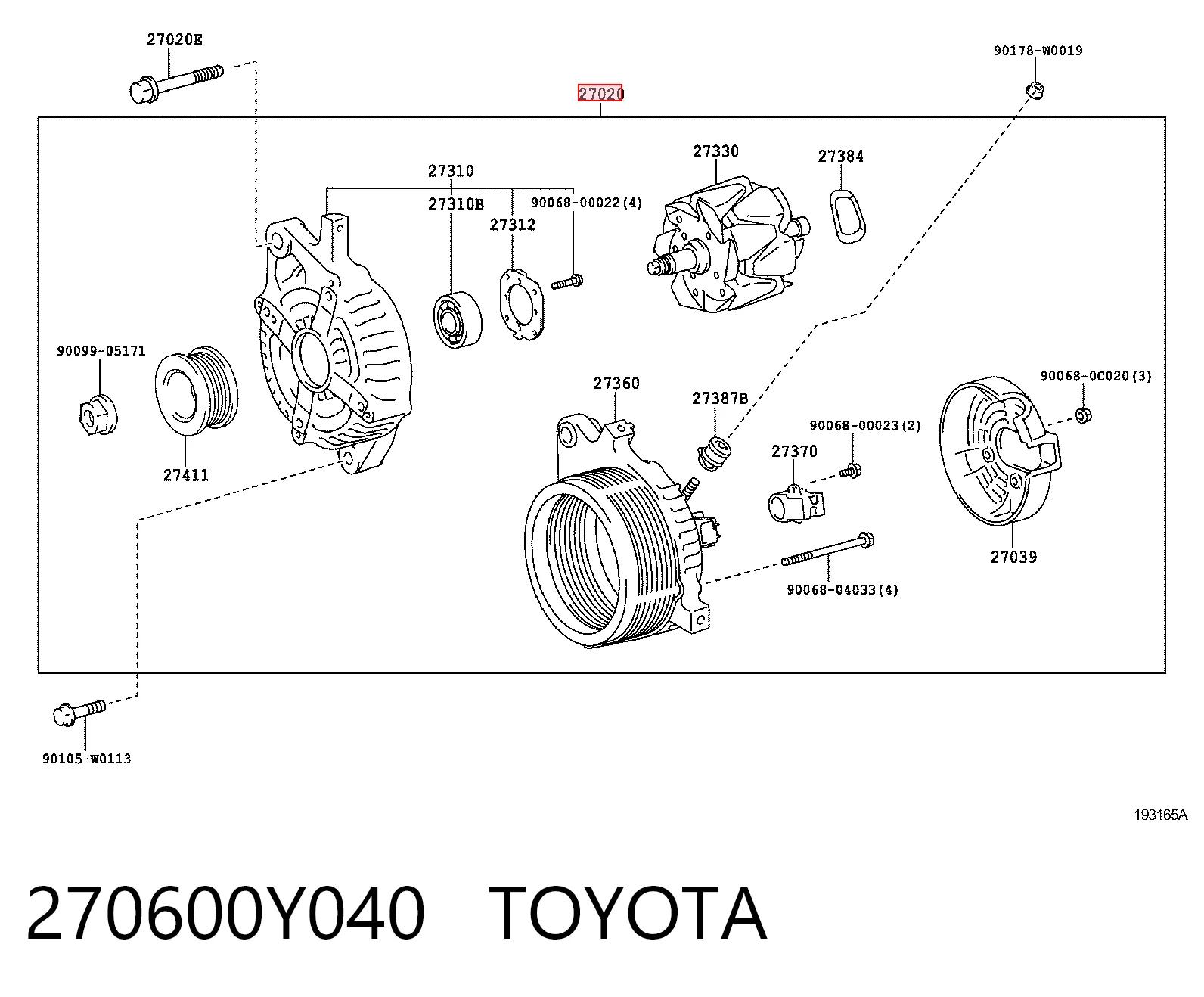 Do koszyka Alternator Toyota Corolla  E18