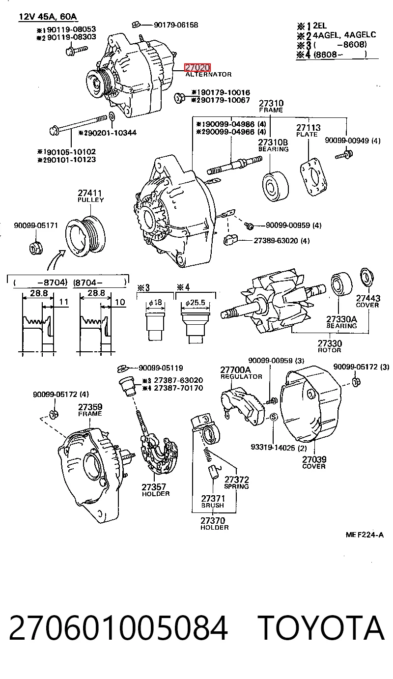 Alternator do Toyota Starlet P7